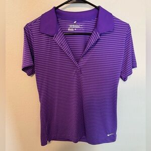 Nike Golf Performance Purple Fitted Buttoned Dri-Fit Polo Top M